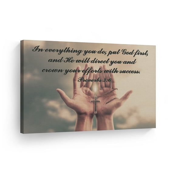 Smile Art Design Printed Abstract Religious Framed Canvas Art Print,11" x 17"