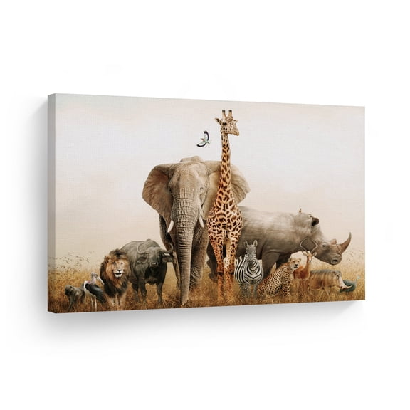 Smile Art Design Printed Animal Abstract Framed Canvas Art Print,30" x 40"