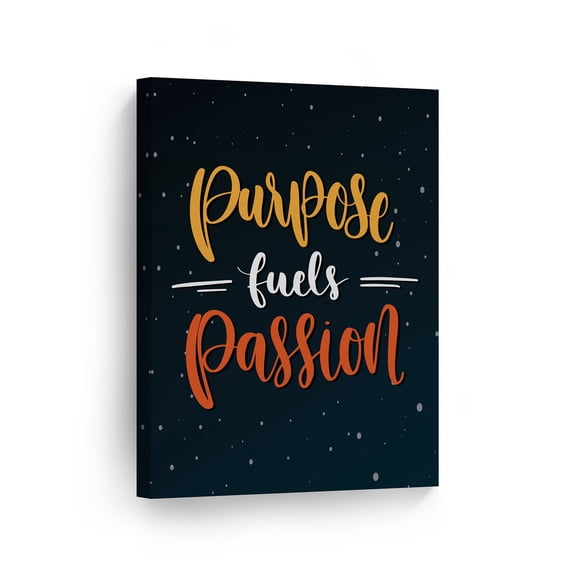 Smile Art Design Purpose Fuels Passion Quote Orange and Red Hand Lettering Motivational Wall Decor Canvas Print Inspirational Home Decor Ready to Hang Made in the USA- 12x8