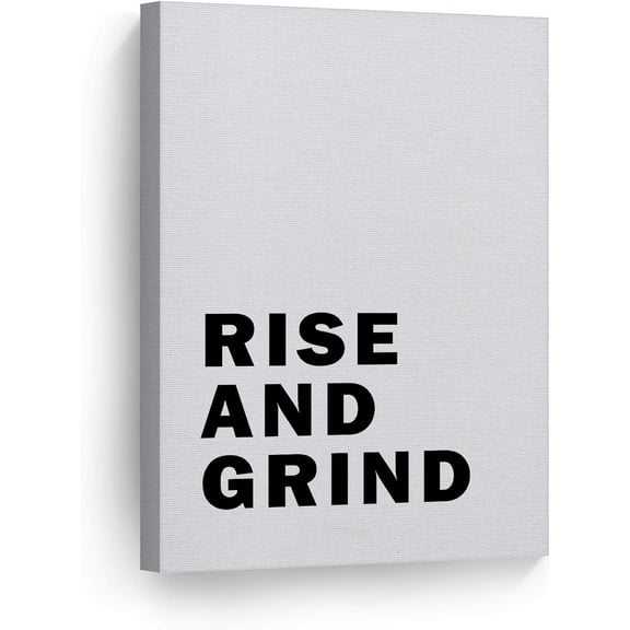 Smile Art Design Rise and Grind Black and White Lettering Motivational Canvas Wall Art Inspirational Wall Art Entrepreneur Quote Print Modern Office Living Room Decor Artwork Gift Ready to Hang 36x24