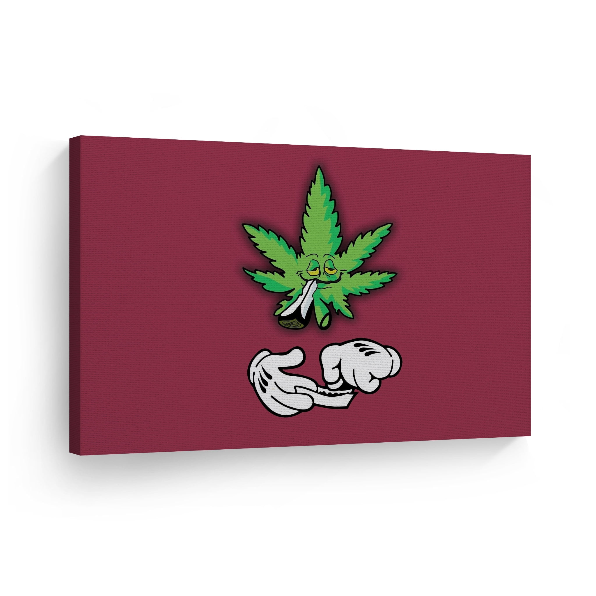 Smile Art Design Smoke Wall Art Canvas Print Marijuana Leaf Rolling a ...