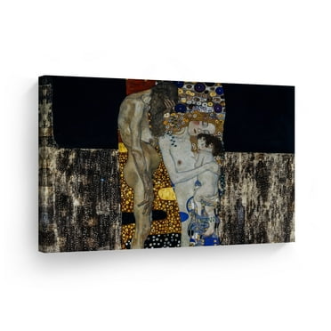 Smile Art Design The Three Ages of Woman by Gustav Klimt Canvas Print Wall Art Famous Art Painting Reproduction Fine Art Oil Paintings Modern Art Home Decor Ready to Hang- Made in the USA- 19x28