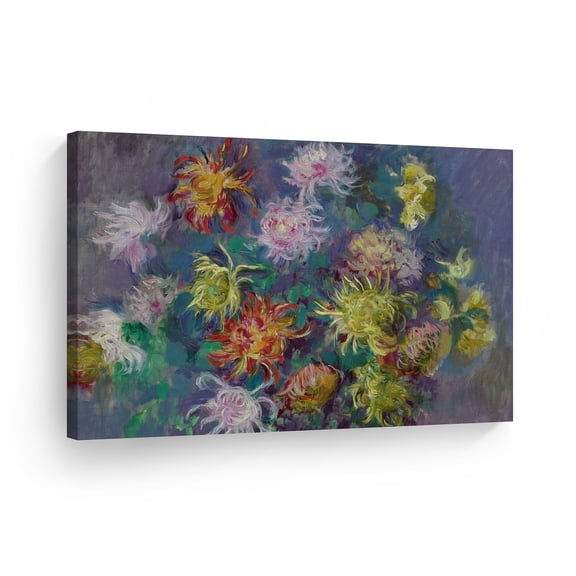 Smile Art Design Vase De Chrysanthèmes by Claude Monet Canvas Wall Art Canvas Print Famous Art Painting Reproduction Fine Art Oil Paintings Modern Art Home Decor - Made in the USA 30x40
