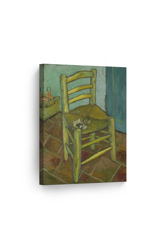 Vincent Van Gogh's Chair, 1888 Canvas Wall Art Print Artwork Classic Modern Art Living Room Bedroom Decor Ready to Hang Made in the USA - 12x8