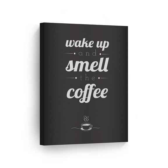 Smile Art Design Wake Up and Smell the Coffee Modern Lettering Canvas Wall Art Print Coffee Sign Kitchen Decor Quote Inspirational Gift Farmhouse Decor Restaurant Office Coffee Shop Dining Room 12x8