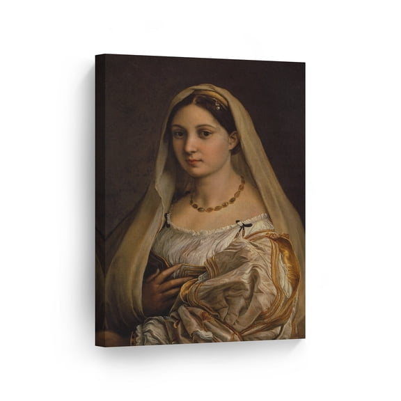 Smile Art Design Woman with a Veil by Raphael Art Canvas Print Famous Fine Art Oil Painting Reproduction Canvas Wall Art Renaissance Art Home Decor - Made in the USA 40x30