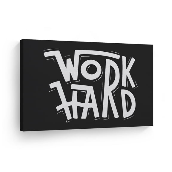 Smile Art Design Work Hard Black and White Inspiring Lettering Motivational Canvas Wall Art Inspirational Wall Art Entrepreneur Quote Canvas Print Modern Office Decor Artwork Gift Ready to Hang 8x12