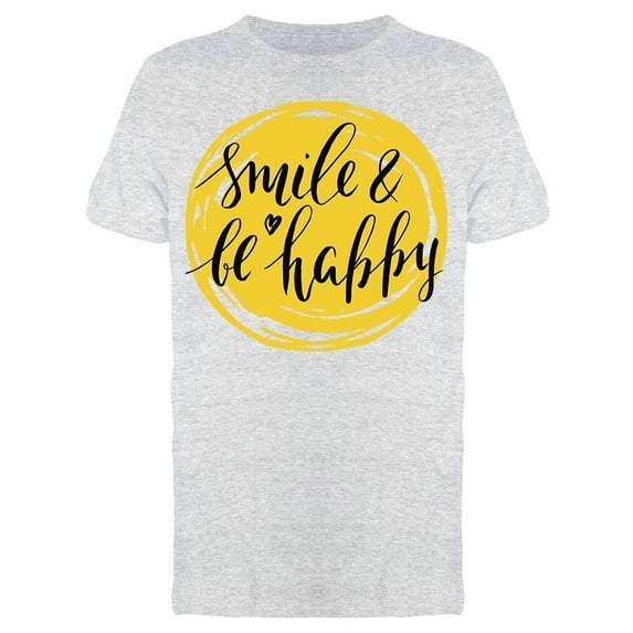 Smile Be Happy Encircled Yellow T-Shirt Men -Image by Shutterstock, Male XX-Large