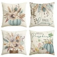 thumbnail image 1 of Sm:)e Blue Pumpkin Autumn Fall Thanksgiving Throw Pillow Covers, 18 x 18 Inch Seasonal Cushion Case for Sofa Couch Set of 4, 1 of 6