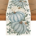 thumbnail image 1 of Smile Blue Pumpkins Eucalyptus Leaves Fall Thanksgiving Table Runner 13 x 72 Inch, 1 of 7