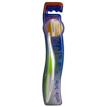 Smile Brite Toothbrushes - Replaceable Head Toothbrushes Nylon, Double Tip Replaceable Head Nylon Extra Soft Toothbrush