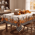 thumbnail image 1 of Sm:)e Buffalo Plaid Fall Thanksgiving Table Cloth 60 x 84 Inch Rectangle, Pumpkin Birdhouse Mushroom, 1 of 8