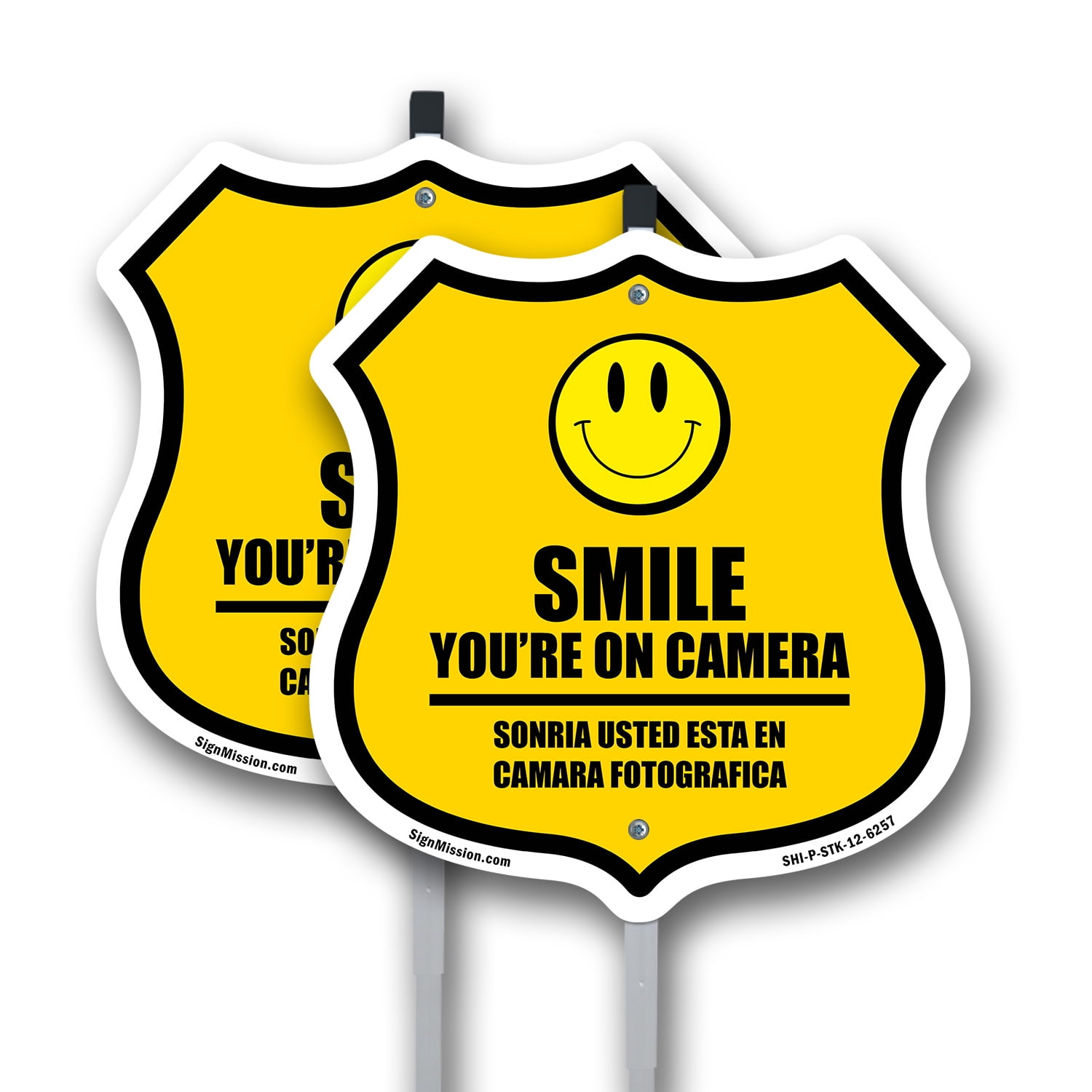 Smile You're On Camera Bilingual English / Spanish (2 Pack) 12 inch X ...
