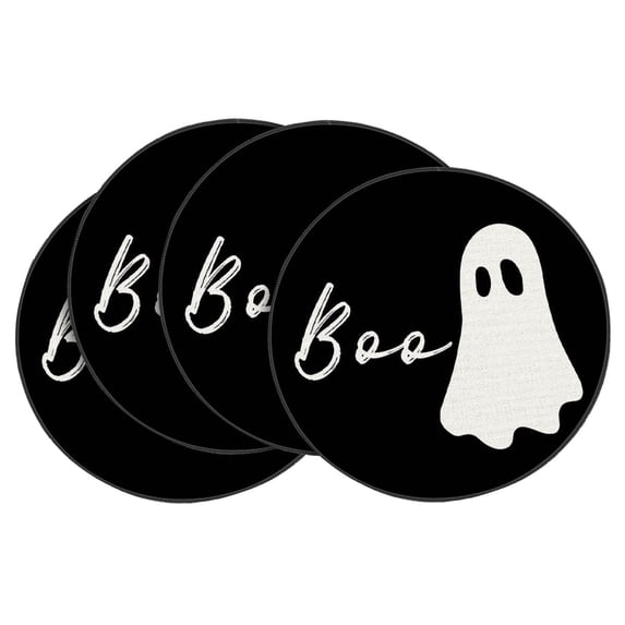 Sm:)e Boo Ghost Halloween Placemats Set of 4 Round 15 Inch,Halloween Party Kitchen Dining Indoor Outdoor Decorations