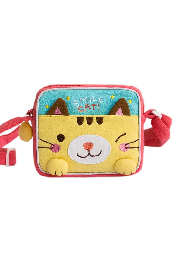 [Smile Cat] Embroidered Applique Swingpack Bag Purse / Wallet Bag / Shoulder Bag (5.5*4.7*1.2)