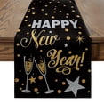 thumbnail image 1 of Smile Cheers Black and Gold 2025 Happy New Year Table Runner 13 x 72 Inch, Xmas Winter Holiday Kitchen Dining Table Decoration, 1 of 6
