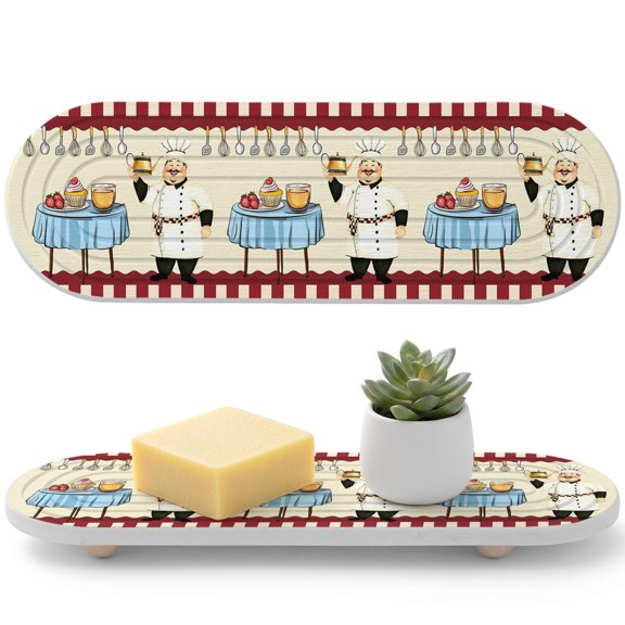 Smile Chef Diatomaceous Earth Coasters, Kitchen Knife Fork Food Water Absorbent Diatomite Coaster, Bathroom Tray Stone Dish Drying Mat Kitchen Sink Tray 12x4in