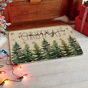 Sm:)e Christmas Pine Trees Rubber Doormat, 17" x 29", Non-Slip