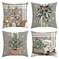 thumbnail image 1 of Sm:)e Tree Reindeer Truck Winter Deer Christmas Throw Pillow Covers Set of 4, 18 x 18 Inch Holiday Cushion Case Decoration for Sofa Couch, Gray, 1 of 7