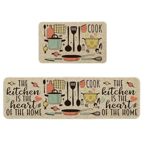 Sm:)e Cooker Quotes Farmhouse Kitchen Rug and Mat Antifatigue 2 Piece 17 x 29 Inch and 17 x 59 Inch