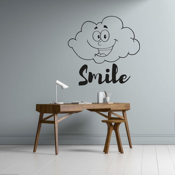 Smile - Daily Life Reminder Motivation In Life Cute Smiling Cloud Cute Cloud Design Vinyl Wall Sticker Wall Art Wall Decal Boys Girls Kids Room Design Bedroom Home Decoration Size (20x20 inch)