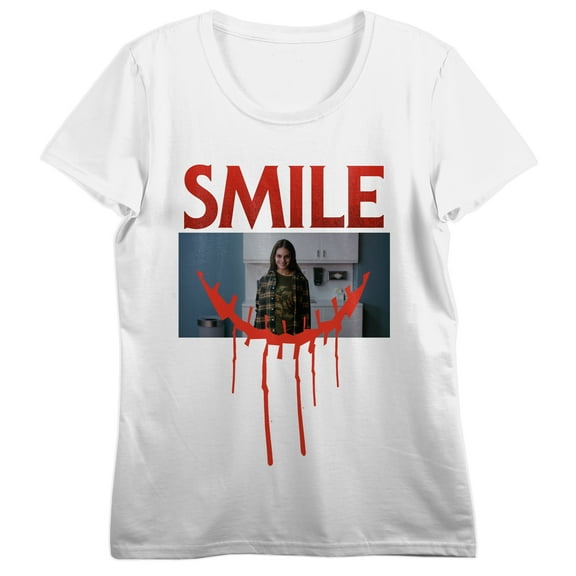 Smile Drip Art Screenshot Crew Neck Short Sleeve Women's White T-shirt-XL