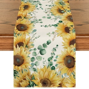 Sm:)e Eucalyptus Sunflower Summer Table Runner 13 x 72 Inch