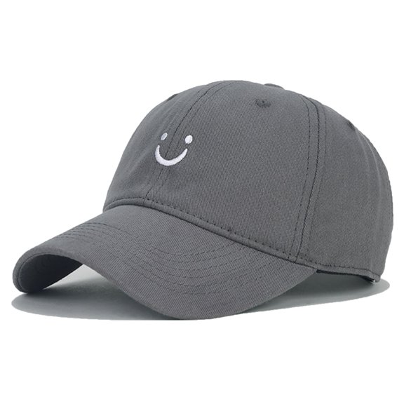 Smile Face Baseball Cap for Women Men Adjustable Low Profile Unstructured Cotton Dad Hat (US, Alpha, One Size, Black)