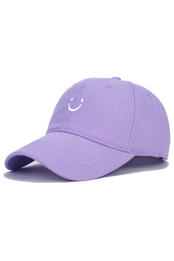 Smile Face Baseball Cap for Women Men Adjustable Low Profile Unstructured Cotton Dad Hat (US, Alpha, One Size, Black)