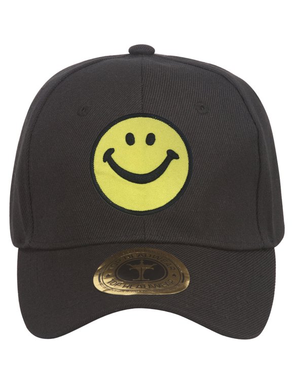 Smile Face Black Adjustable Baseball Cap