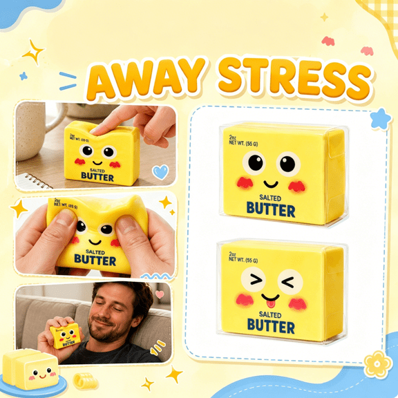 Smile Face Butter Squishy Toys, 2026 Upgraded Butter Style Squeeze Toy, Compact Stress Relief Fidget for Daily Leisure & Desk Use