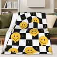 thumbnail image 1 of Smile Face Checkerboard Blanket Hippie Throw Blanket Gifts for Women Soft Lightweight Throw Blanket Fuzzy Blanket for Sofa Couch Bed Room Smile Decor 50"X60", 1 of 6