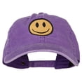 thumbnail image 1 of Smile Face Embroidered Washed Cap - Purple OSFM, 1 of 5
