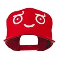 thumbnail image 1 of Smile Face Emoticon Embroidered Snapback Cap - Red OSFM, 1 of 5