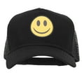 thumbnail image 1 of Smile Face Logo Heat Transfer Solid Cotton Twill 5 Panel Mesh Cap - Black OSFM, 1 of 5