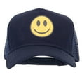 thumbnail image 1 of Smile Face Logo Heat Transfer Solid Cotton Twill 5 Panel Mesh Cap - Navy OSFM, 1 of 5