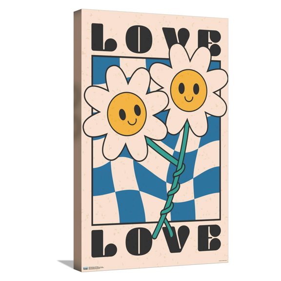 Smile Face - Love Flowers Canvas Wall Poster, 14.725" x 22.375"
