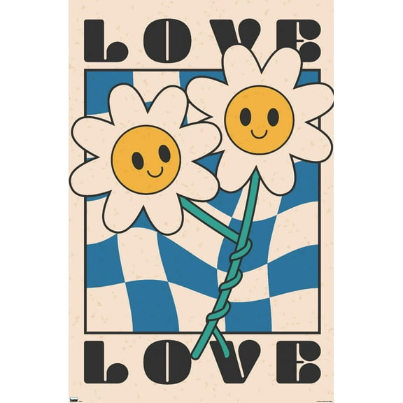 Smile Face - Love Flowers Wall Poster, 14.725" x 22.375"