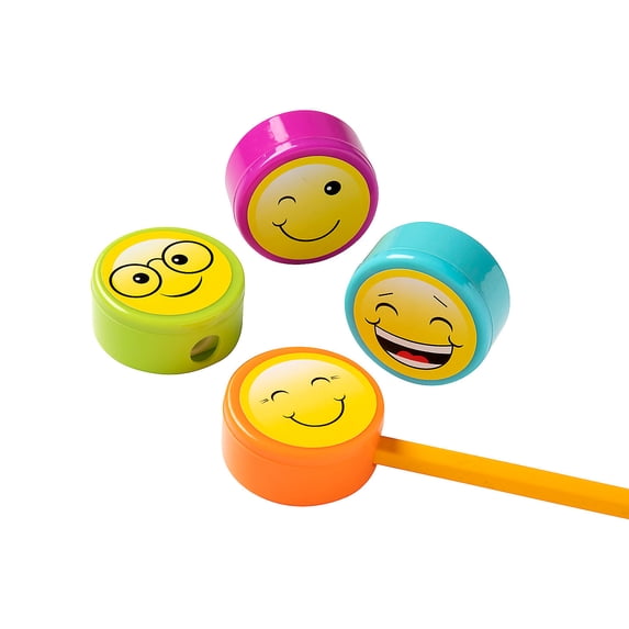 Smile Face Pencil Sharpeners - 12 Pieces