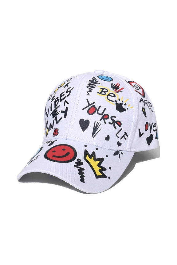 Smile Face Print Baseball Cap Women's Graffiti Outdoor Sports Sun Hat