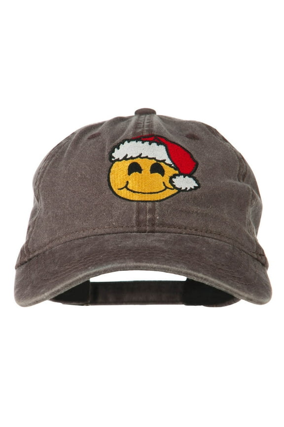 Smile Face Santa Embroidered Washed Cap - Brown OSFM