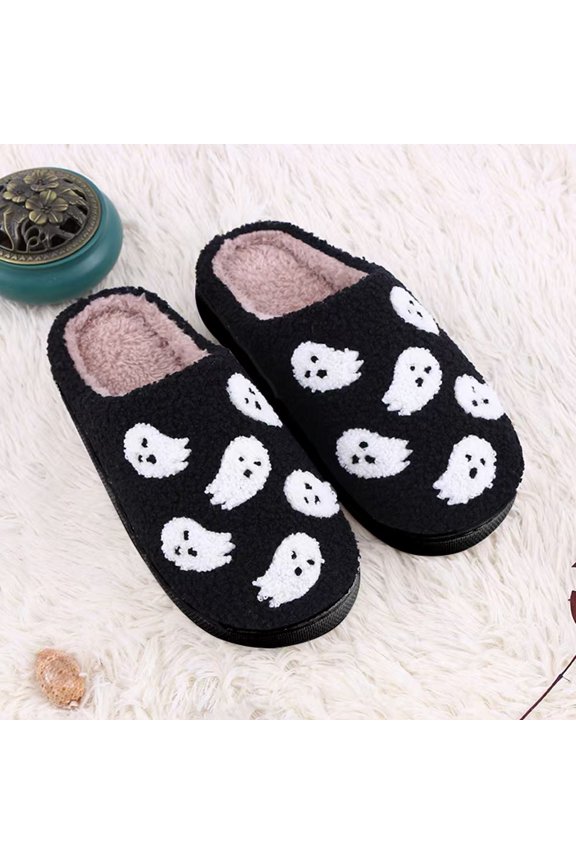 Smile Face Slippers for Women and Men, Retro Comfy Warm Soft Fuzzy Plush Slip-On House Shoes Funny Cute Happy Smile Home Fluffy Slipper for Indoor & Outdoor Slippers