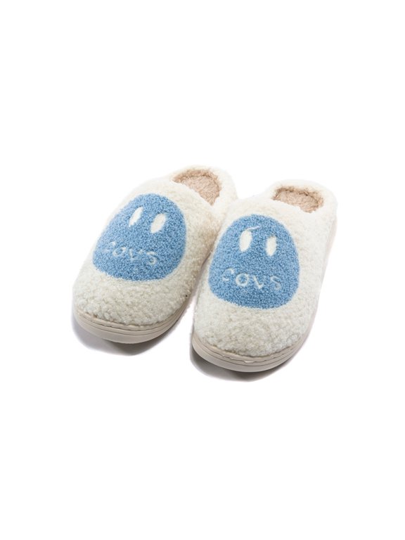Smile Face Slippers for Women Men Fuzzy, Cute Fluffy House Slippers, Plush Memory Foam Slippers Cozy Trendy Slip-On Shoes