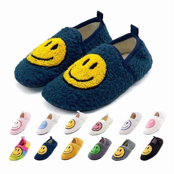 Smile Face Slippers for Women Men Winter Warm House Shoes Non-Slip TPR Soft Sole Slippers Home Socks Shoes