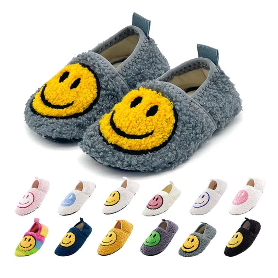 Smile Face Slippers for Women Men Winter Warm House Shoes Non-Slip TPR Soft Sole Slippers Home Socks Shoes