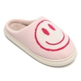 thumbnail image 1 of Smile Face Slippers for Women and Men Retro Comfy PU Leather Slip-On House Shoes with Memory Foam Warm Soft Flat Slides for Indoor & Outdoor, 1 of 5