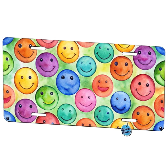 Smile Faces Watercolor Metal Novelty License Plate