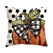Sm:)e Fall Polka Dot Pumpkin Throw Pillow Cover 18x18 Inch, Seasonal Autumn Thanksgiving Harvest Decoration for Home Sofa Couch