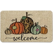 Smile Fall Pumpkin Doormat 17 x 29 Thanksgiving Low-Profile Switch Floor Mat for Indoor Outdoor