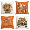 thumbnail image 1 of Sm:)e Fall Pumpkin Home Sweet Home Orange Throw Pillow Covers, 18 x 18 Inch Seasonal Autumn Bless Our Home Decorations for Sofa Couch Set of 4, 1 of 8